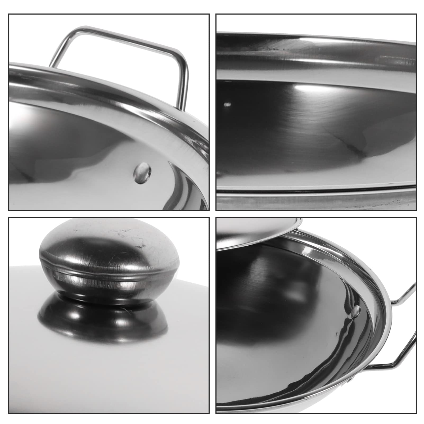 Hemoton 3-Piece Stainless Steel Cookware Set - Sauce Pan, Pasta Pot & Cast Iron Wok with Lid - Professional Kitchen Cooking Pots for Frying, Sauteing & Food Prep - Perfect for Home Chefs, Meal Prep & Restaurant Style Cooking