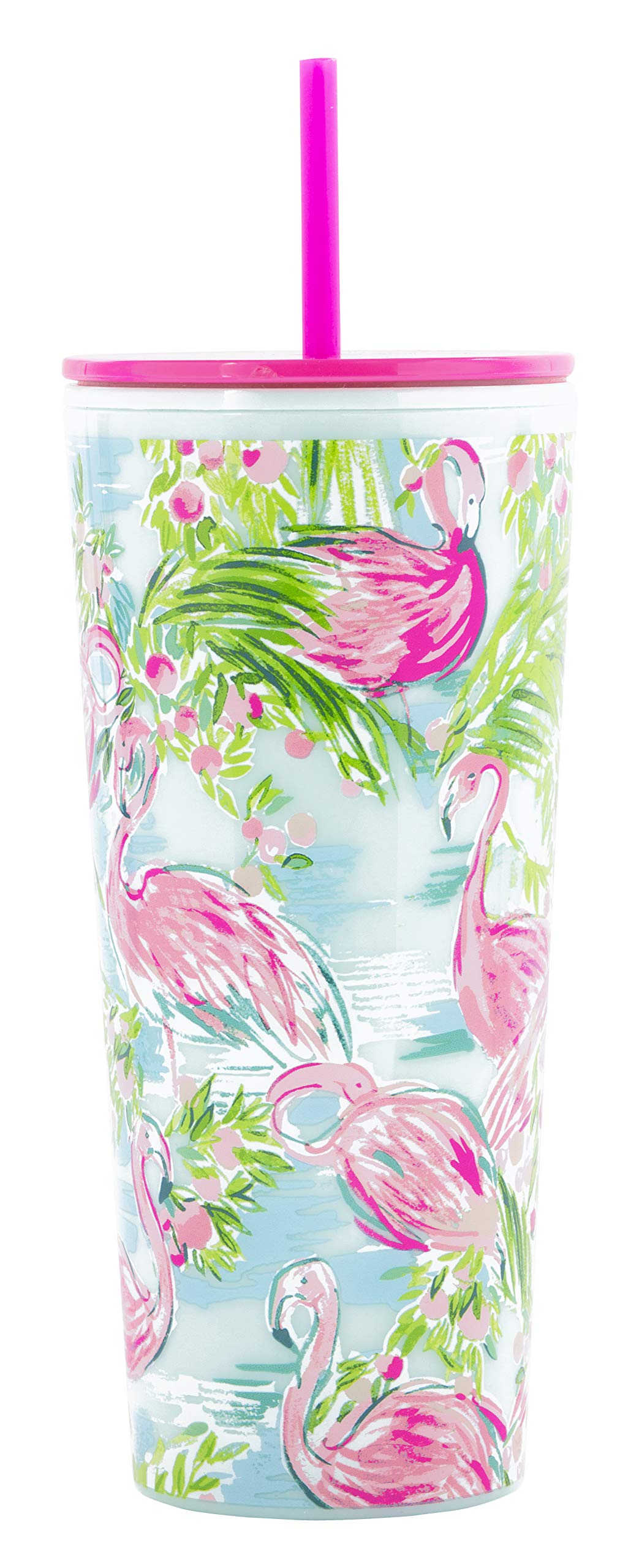 Lilly Pulitzer Floridita Tumbler with Straw - 20oz Insulated Stainless Steel Cup for Iced Coffee, Smoothies & Cold Drinks - Perfect for Beach, Pool & Summer Outings
