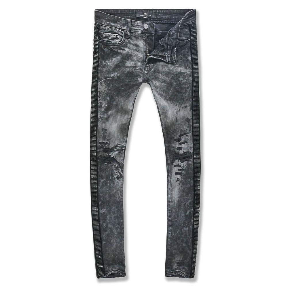 Jordan Craig Men's Ross Sneakers - Vegas Striped Denim Triple Black | Casual Streetwear & Athletic Shoes for Men | Perfect for Urban Fashion & Gym Wear