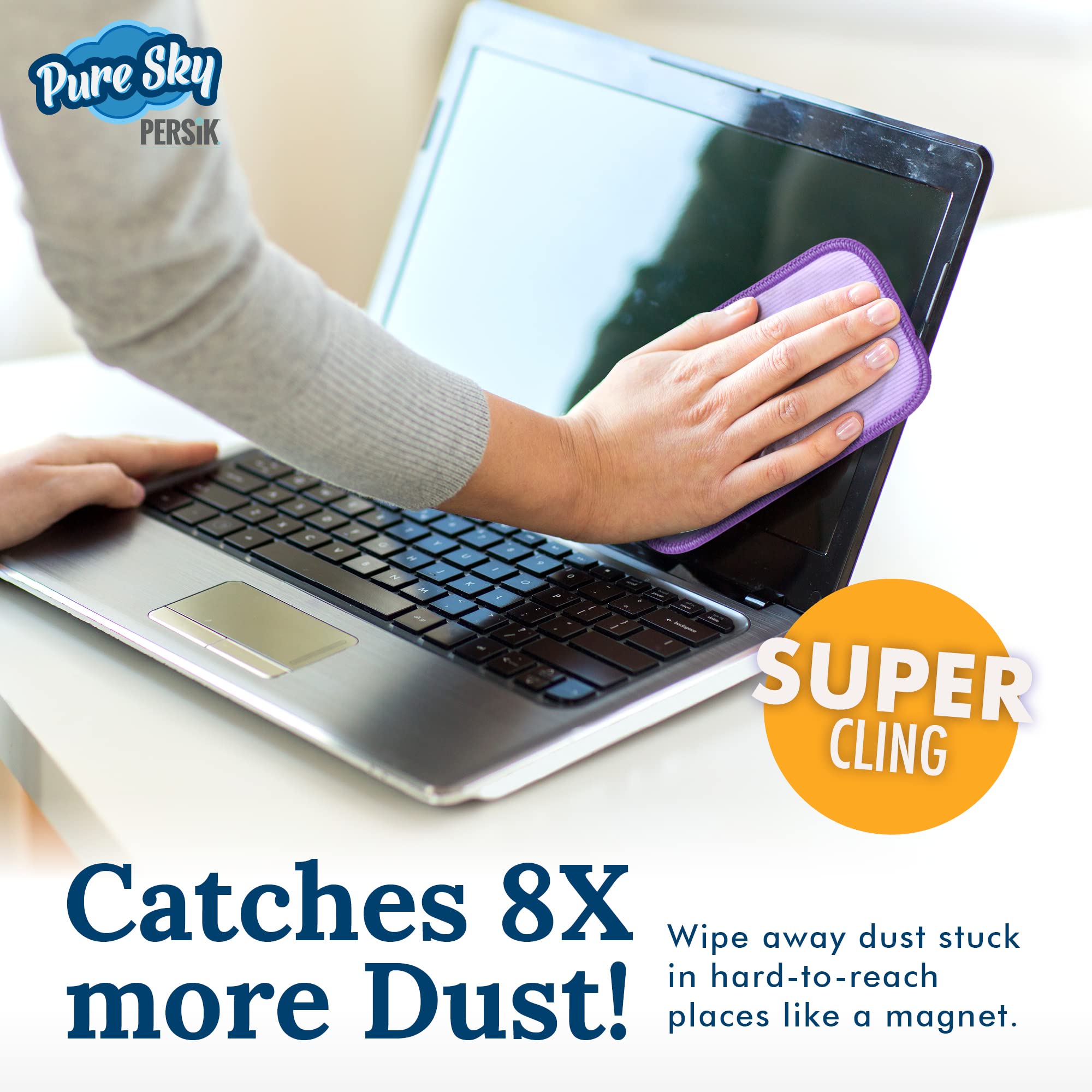 Pure-Sky Premium Microfiber Eyeglass Cleaning Cloth - Streak-Free Lens Wipes for Glasses, Screens & Cameras - No Wiping Marks - 3 Pack - Perfect for iPhone, iPad, Tablets & Eyewear - Ideal for Home, Office & Travel Use