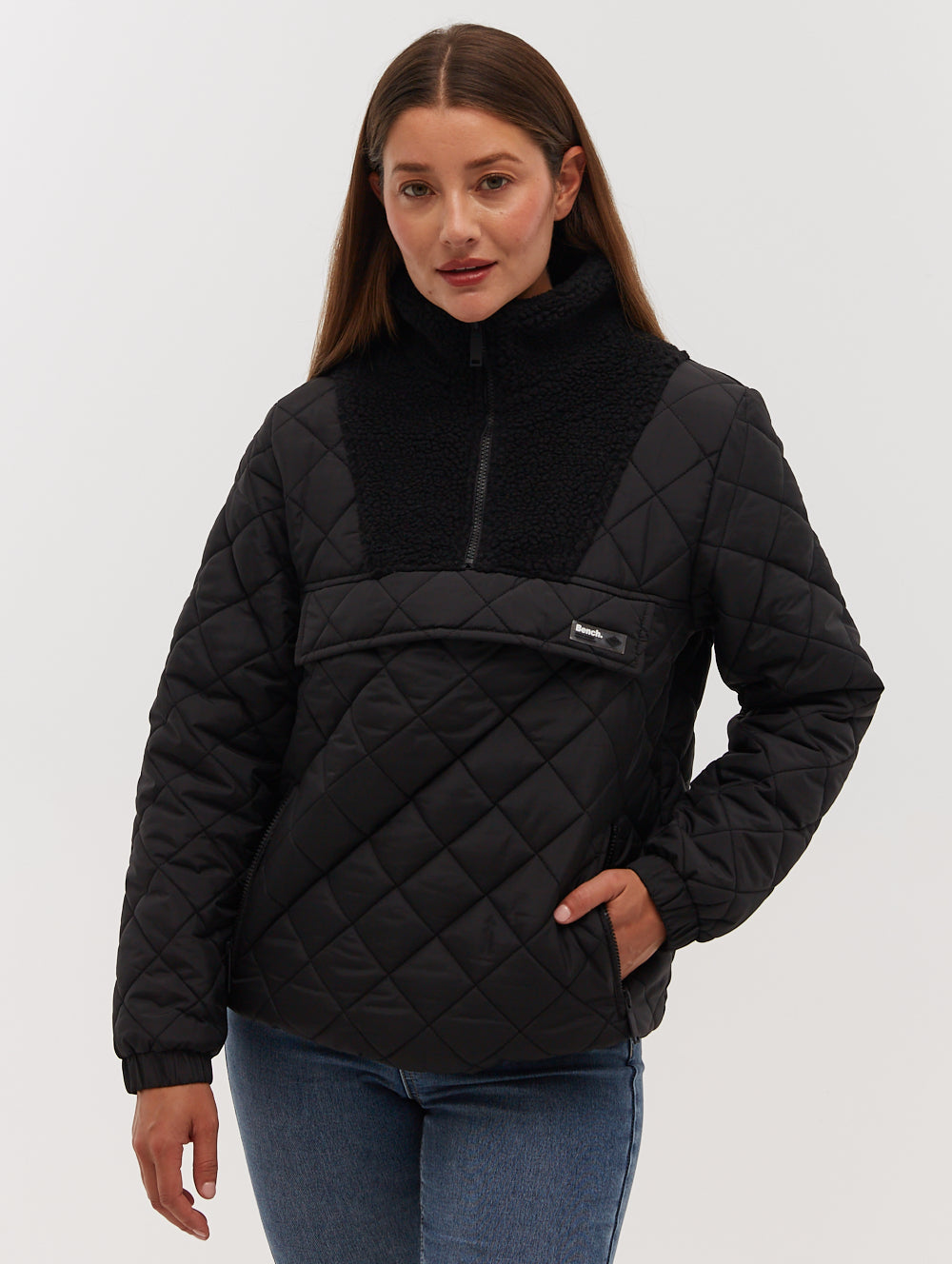 Chel Quarter Zip Quilted Jacket for Women - Lightweight Fleece-Lined Winter Pullover with Stand Collar | Perfect for Hiking, Outdoor Activities & Casual Wear