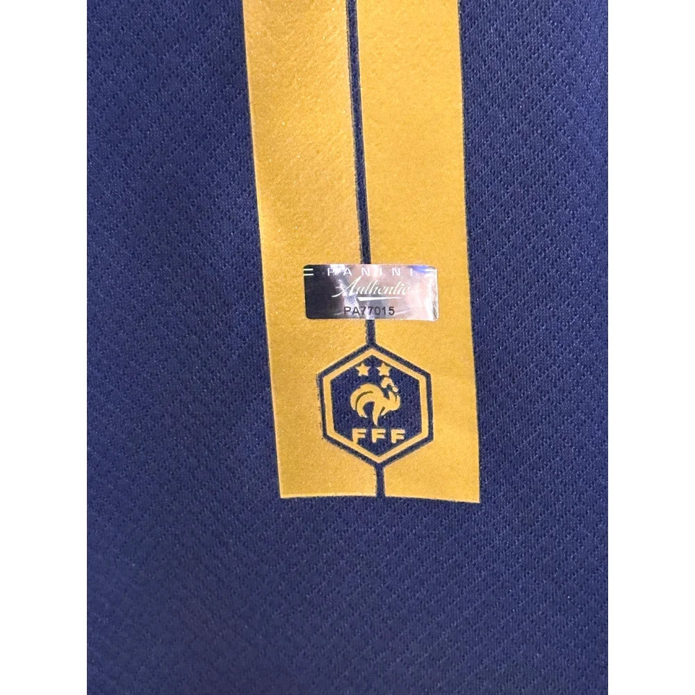 Authentic Kylian Mbappé Autographed 2022 France Nike Soccer Jersey with Panini COA - Navy Blue - Perfect for Collectors, Fans & Sports Memorabilia Displays