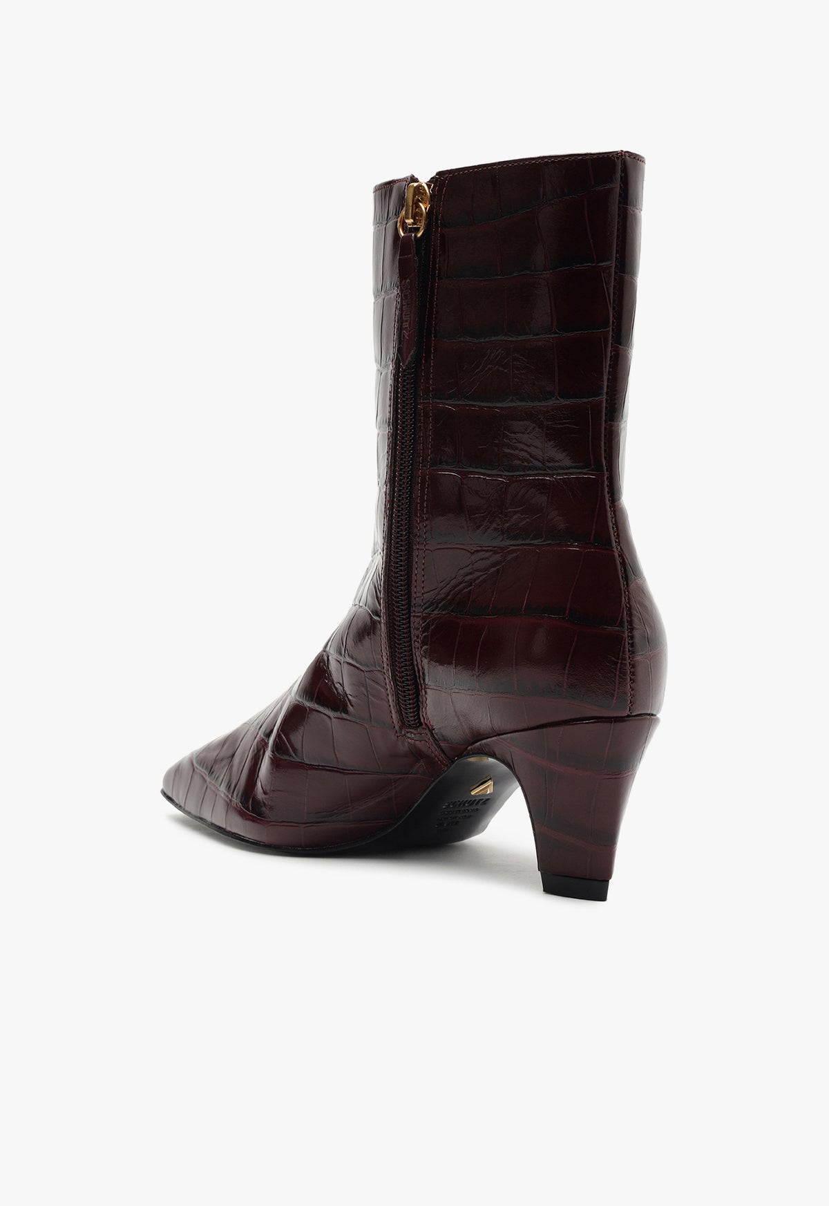 Dellia Crocodile Embossed Leather Bootie Women's Ankle Boots with F24 Heel Height Mid - Stylish & Comfortable for Office, Party & Casual Wear - S2206900020004