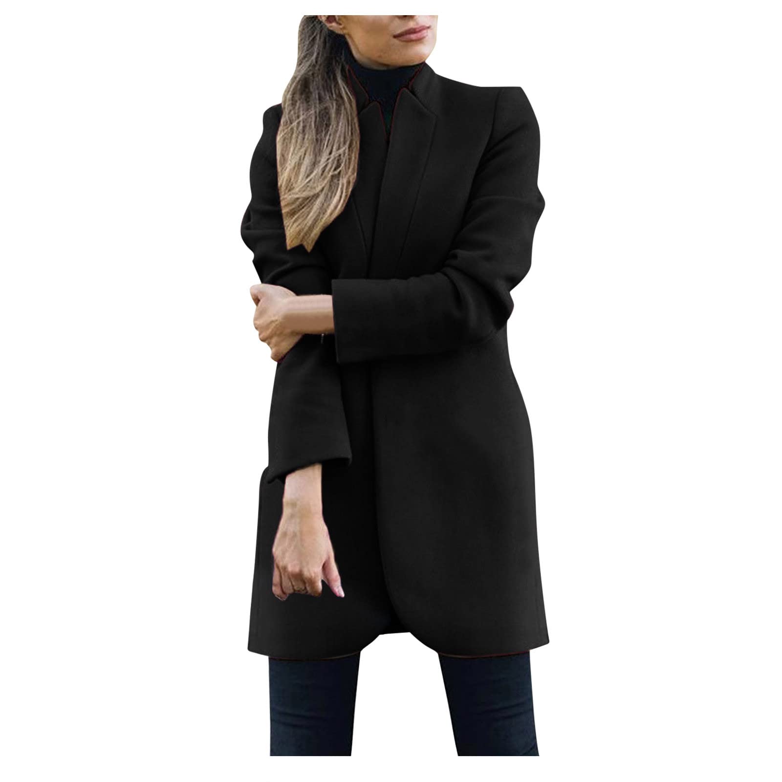 Women's Faux Wool Trench Coat - Warm & Soft Long Overcoat Fleece Jacket for Ladies | Perfect for Winter Fashion, Office Wear & Outdoor Activities