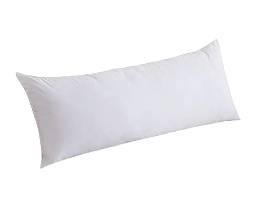 Premium 100% Natural Cotton Body Pillow Cover - 20x72 Inches, 600 Thread Count, Soft & Breathable with Zipper Closure - Ideal for Sleeping, Maternity Support, and Home Decor - White
