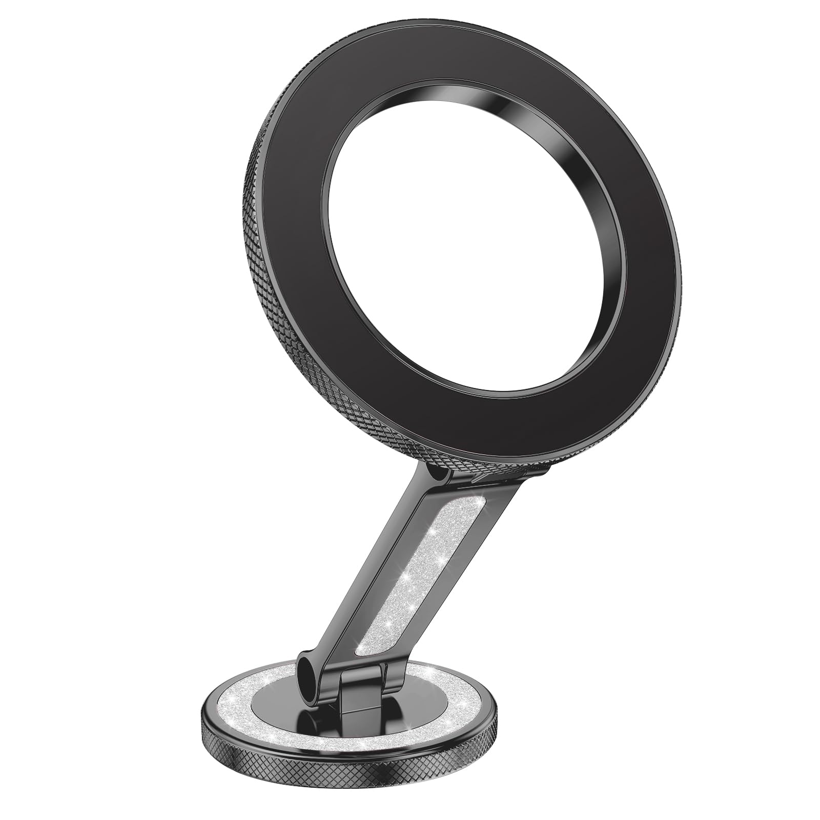Premium MagSafe Car Mount - Strong Magnetic Phone Holder for Dashboard & Tesla Screen | Aluminum Alloy Design (Glitter Black) | Perfect for Hands-Free Driving & GPS Navigation