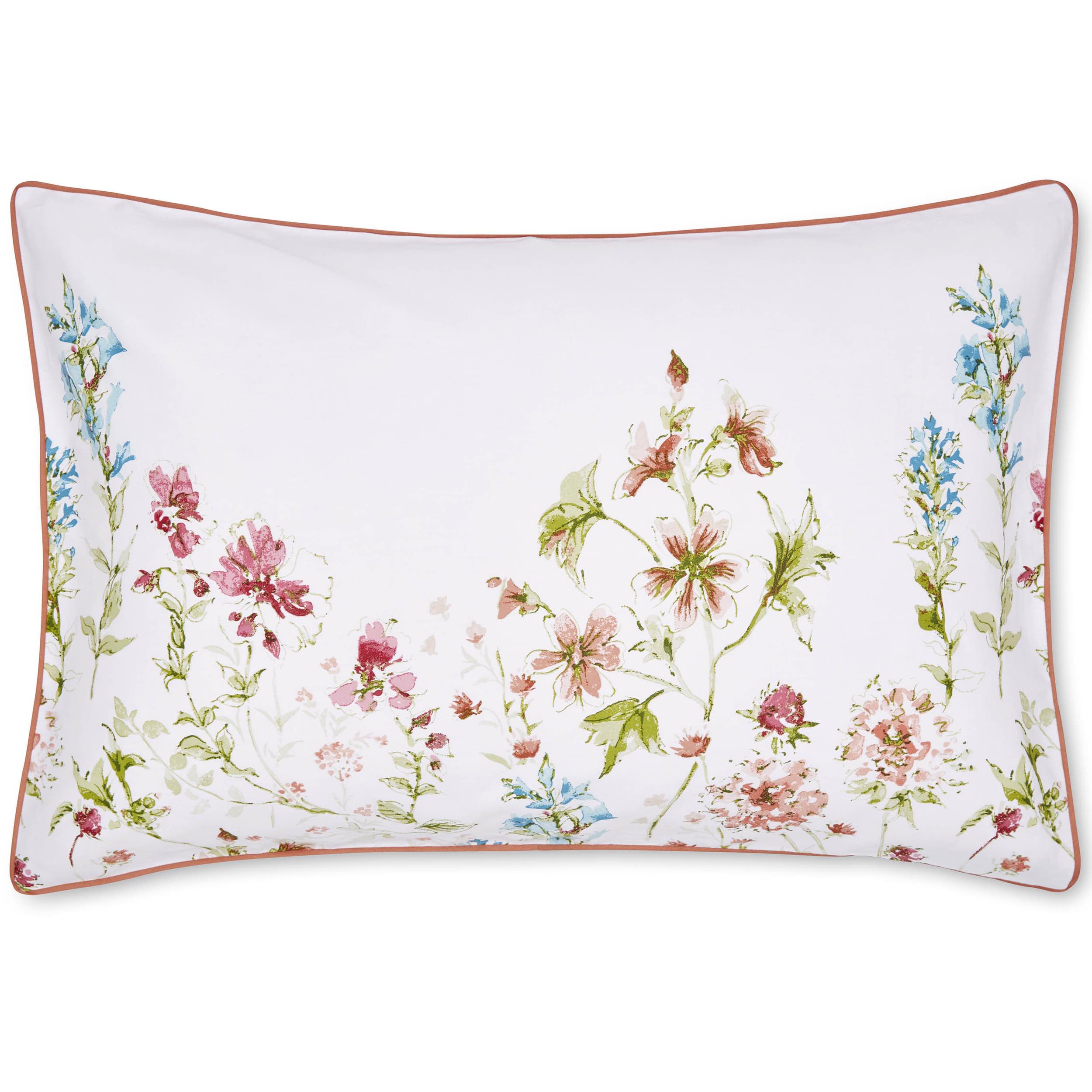 Laura Ashley Wild Meadow Duvet Cover Set - King Size, 100% Cotton, Crimson Floral Bedding - Perfect for Master Bedroom, Guest Room & Cozy Farmhouse Decor