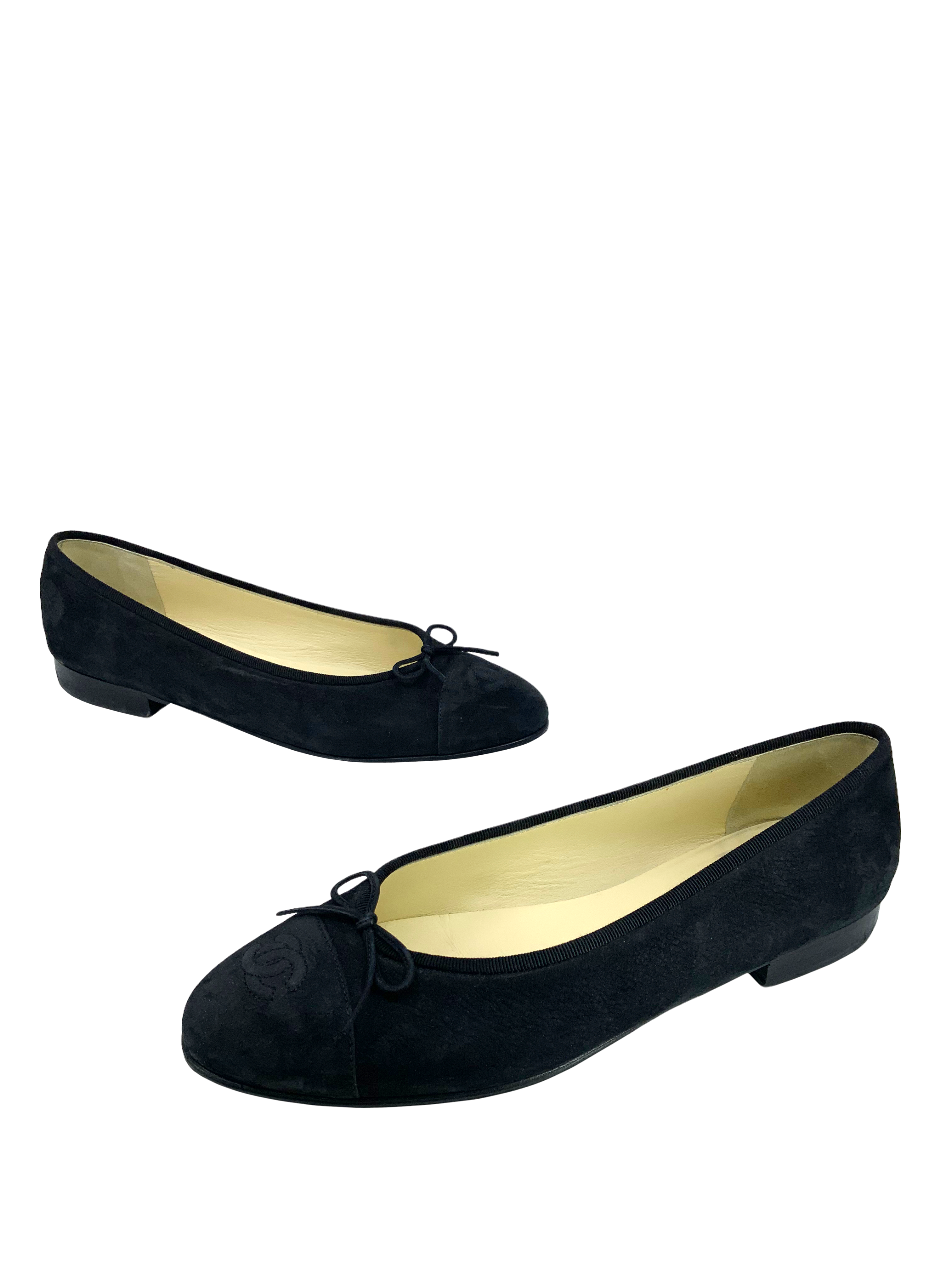 Chanel CC Cap Toe Suede Ballet Flats Women's Size 11 - Luxury Comfortable Loafers for Work, Date Night & Casual Outfits