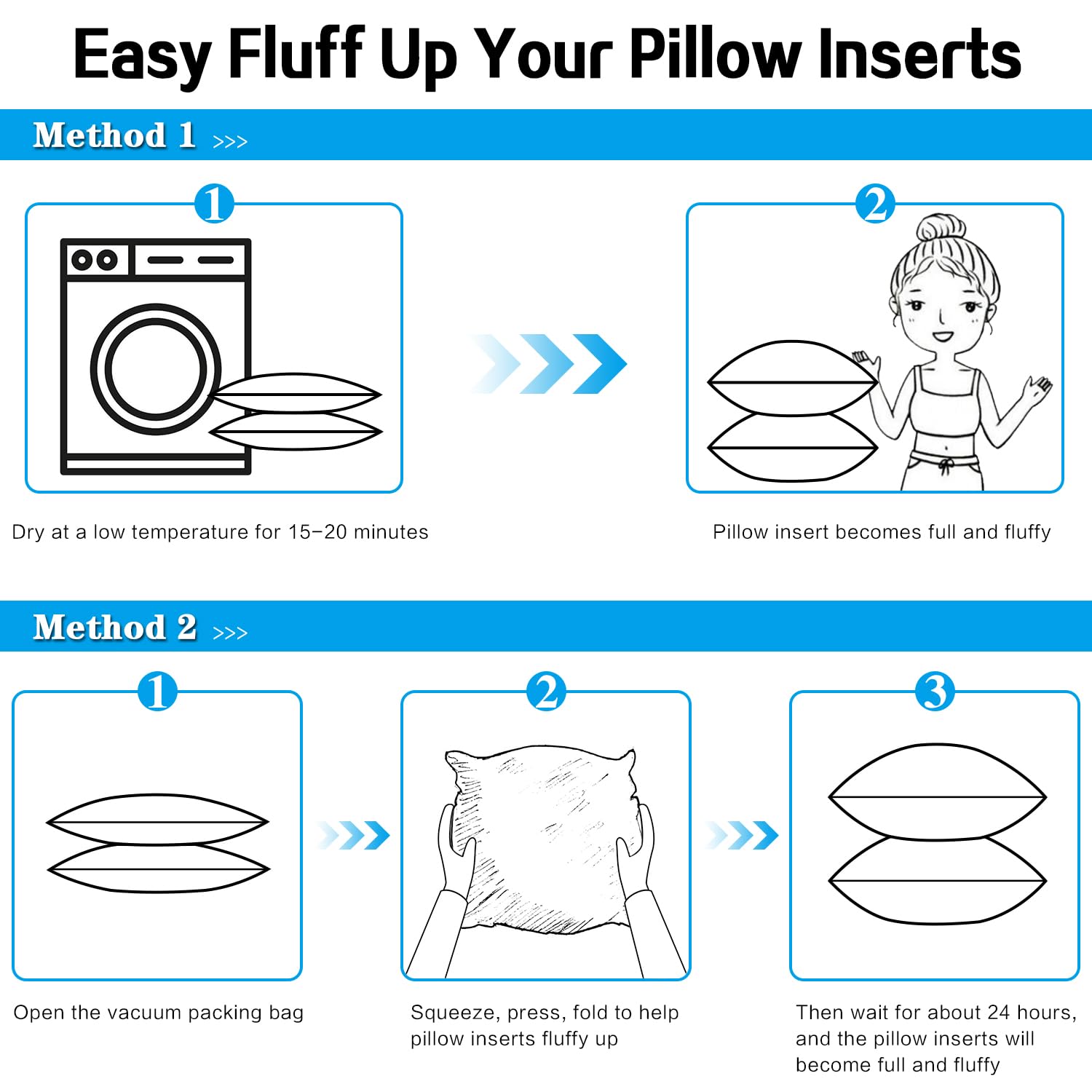 20x20 Waterproof Outdoor Pillow Inserts (Set of 2) - for Sofa, Bed & Patio