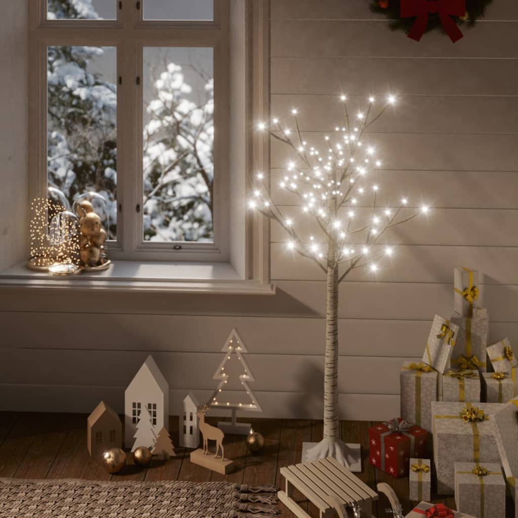 FAMIROSA 4ft Pre-Lit Artificial Christmas Tree with 128 LED Lights - 8 Lighting Modes, 3.9ft Faux Holiday Xmas Tree for Home, Office & Party Decor (Cold White Light) | Perfect for Living Room, Bedroom & Holiday Celebrations