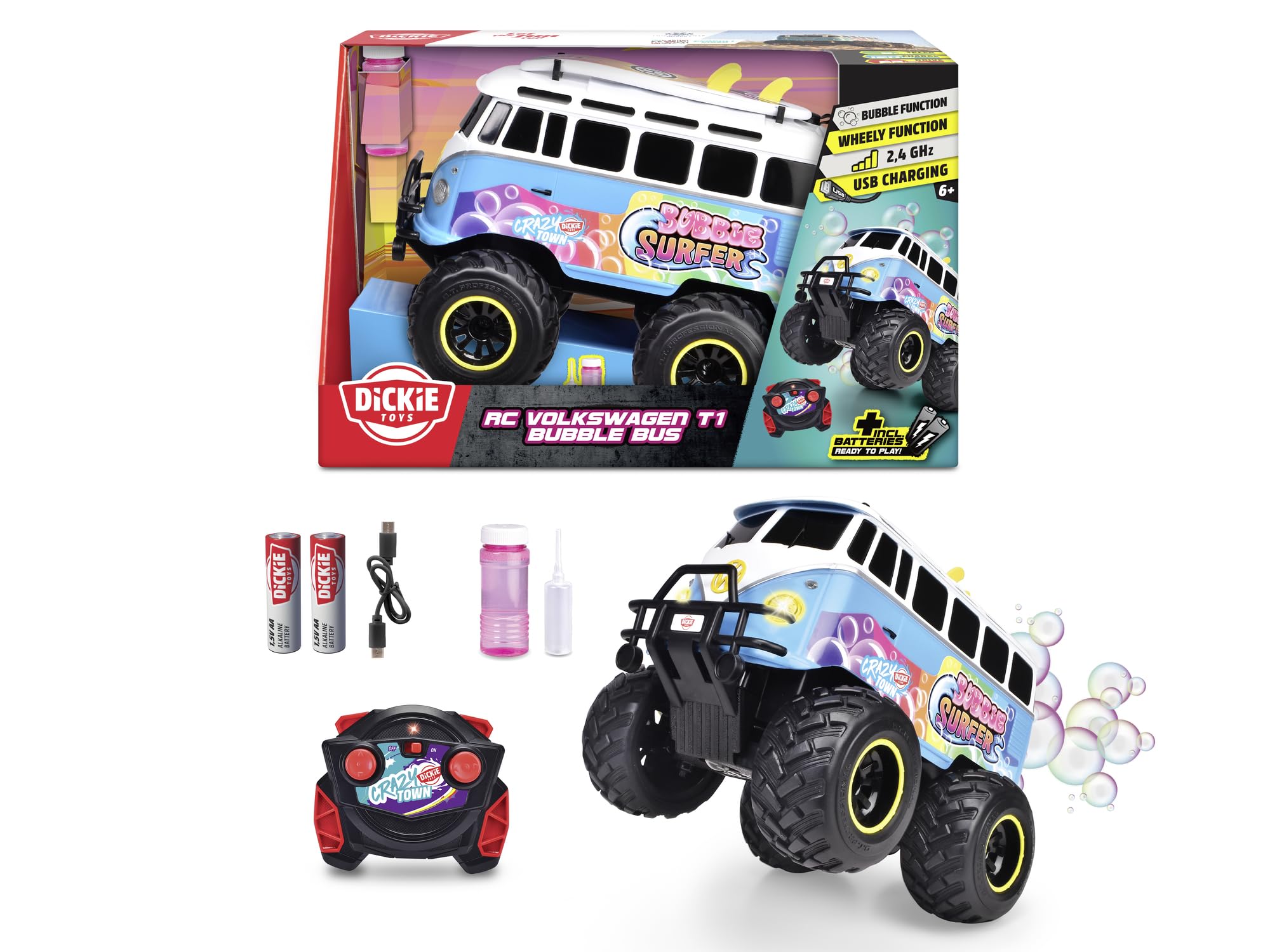 Dickie Toys Remote Control Volkswagen T1 Bubble Bus - Electric RC Toy Car for Kids, Collectors & Enthusiasts - Perfect for Indoor & Outdoor Play, Gifts & Display