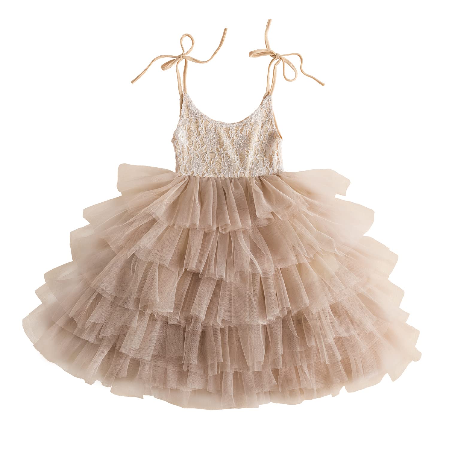 Girls Floral Sleeveless Princess Layered Dress with Adjustable Straps - Perfect for Birthday Parties, Photo Shoots & Special Occasions