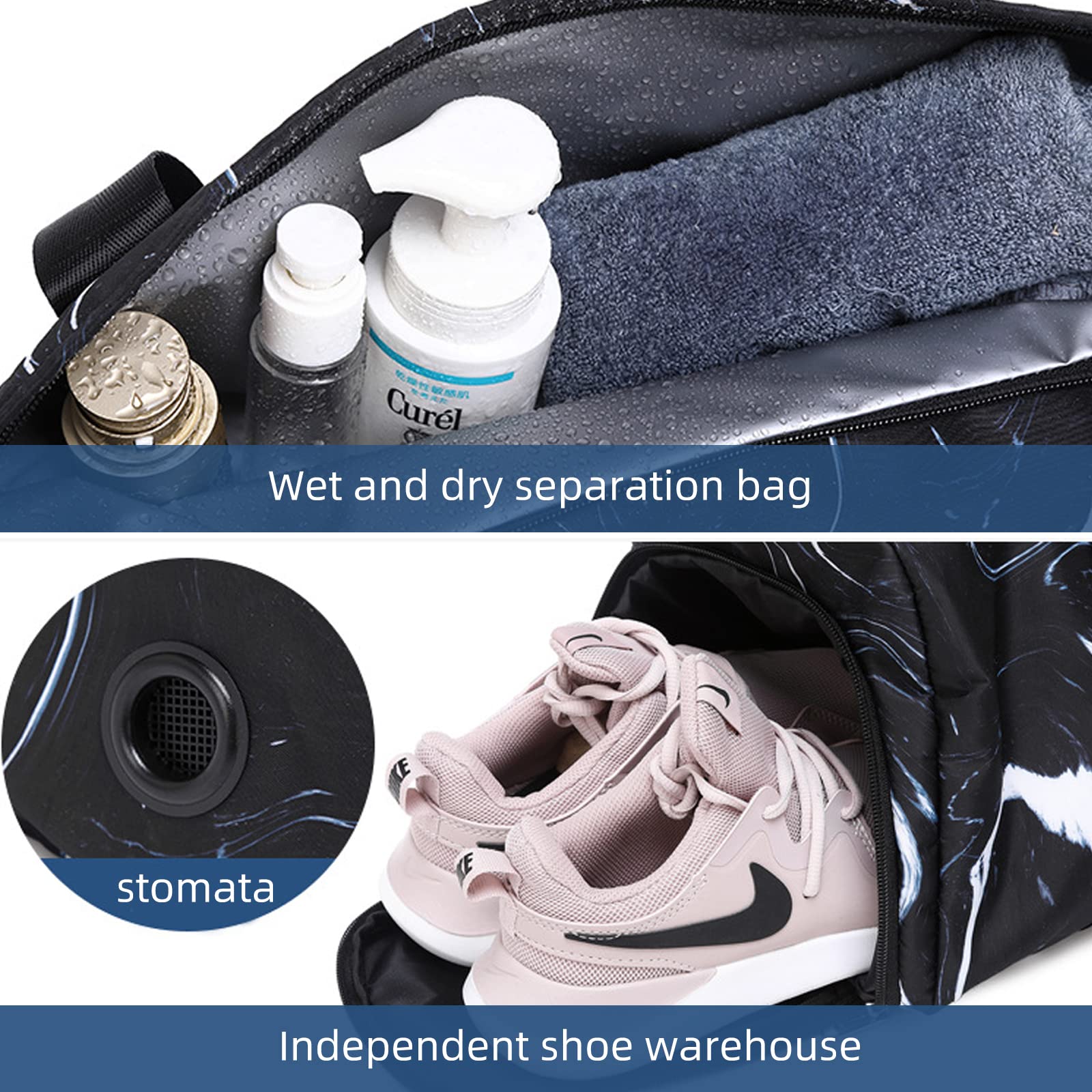 Premium Gym Bag for Men & Women - Large Duffle Bag for Travel, Sports, Workout with Separate Wet/Dry Compartment & Shoe Pocket (Black) - Ideal for Gym, Travel, Yoga & Sports Activities