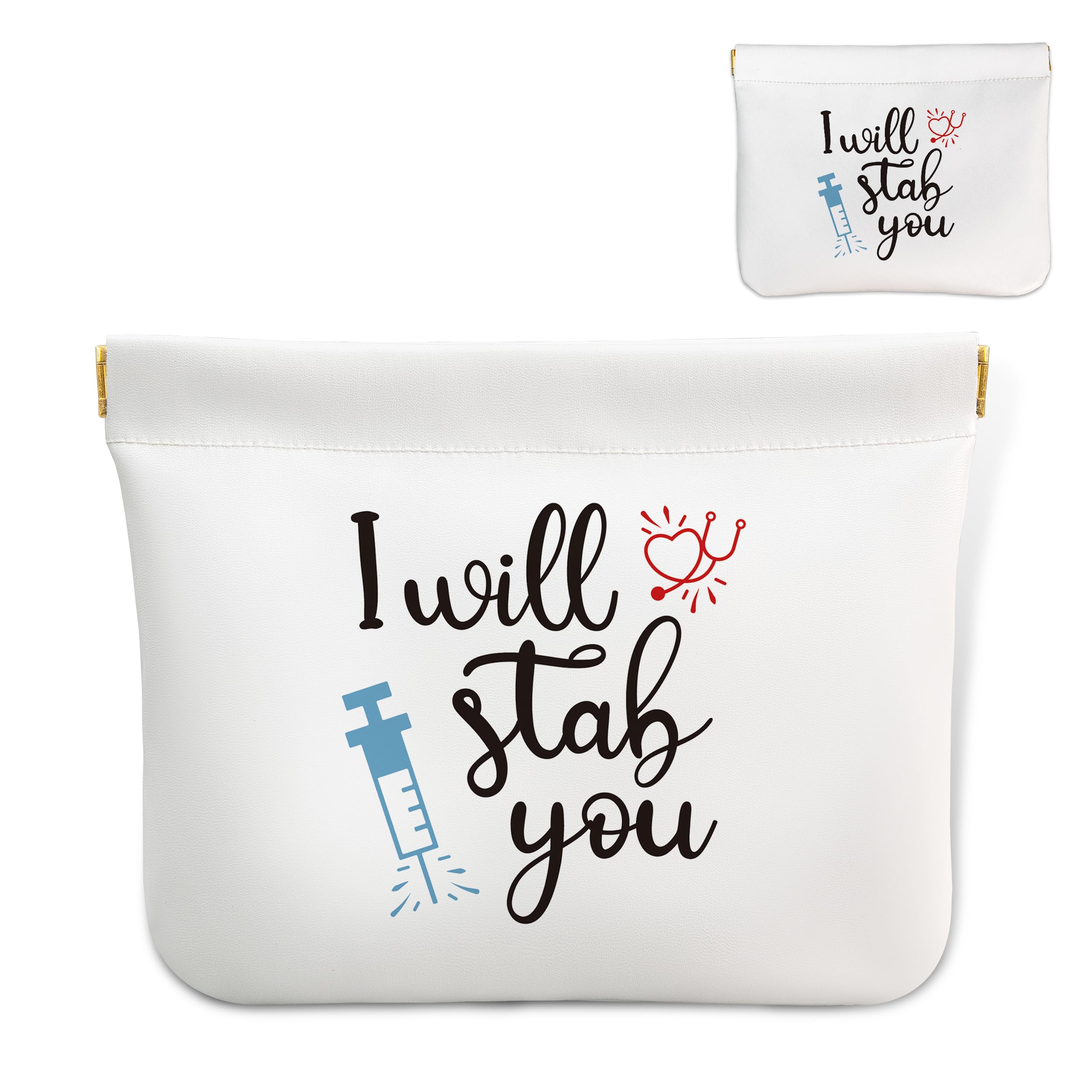 Nurse Appreciation Gift Cosmetic Bag for Women - Funny 'I Will Stab You' Makeup Pouch | Small Travel Toiletry Organizer | Perfect Gift for Nurses, Medical Assistants & Nursing Students | Great for Hospital Shifts, Travel & Daily Use