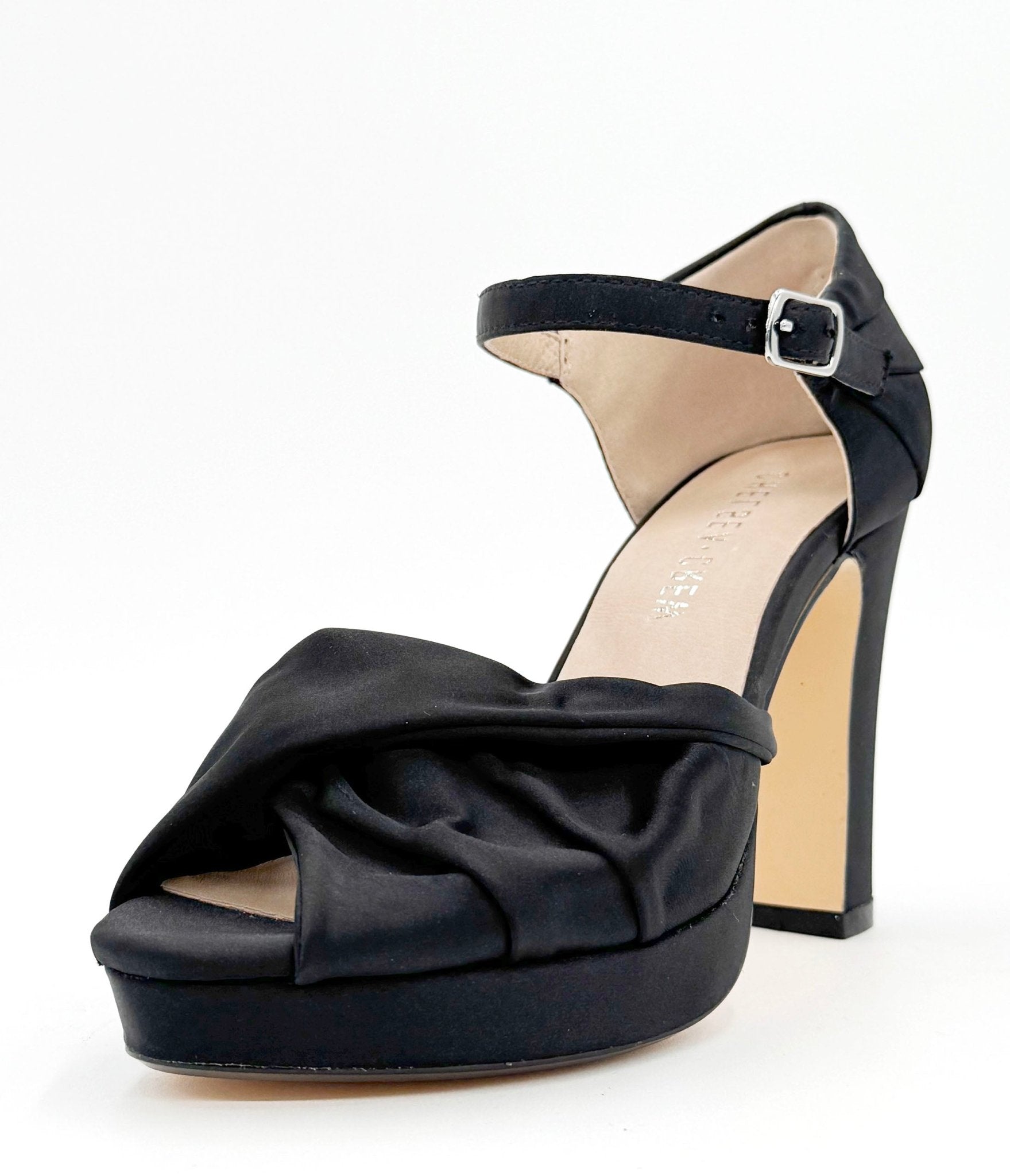 Chelsea Crew Black Satin Gloria Heels - Women's Elegant High Heel Pumps for Parties, Weddings & Evening Events