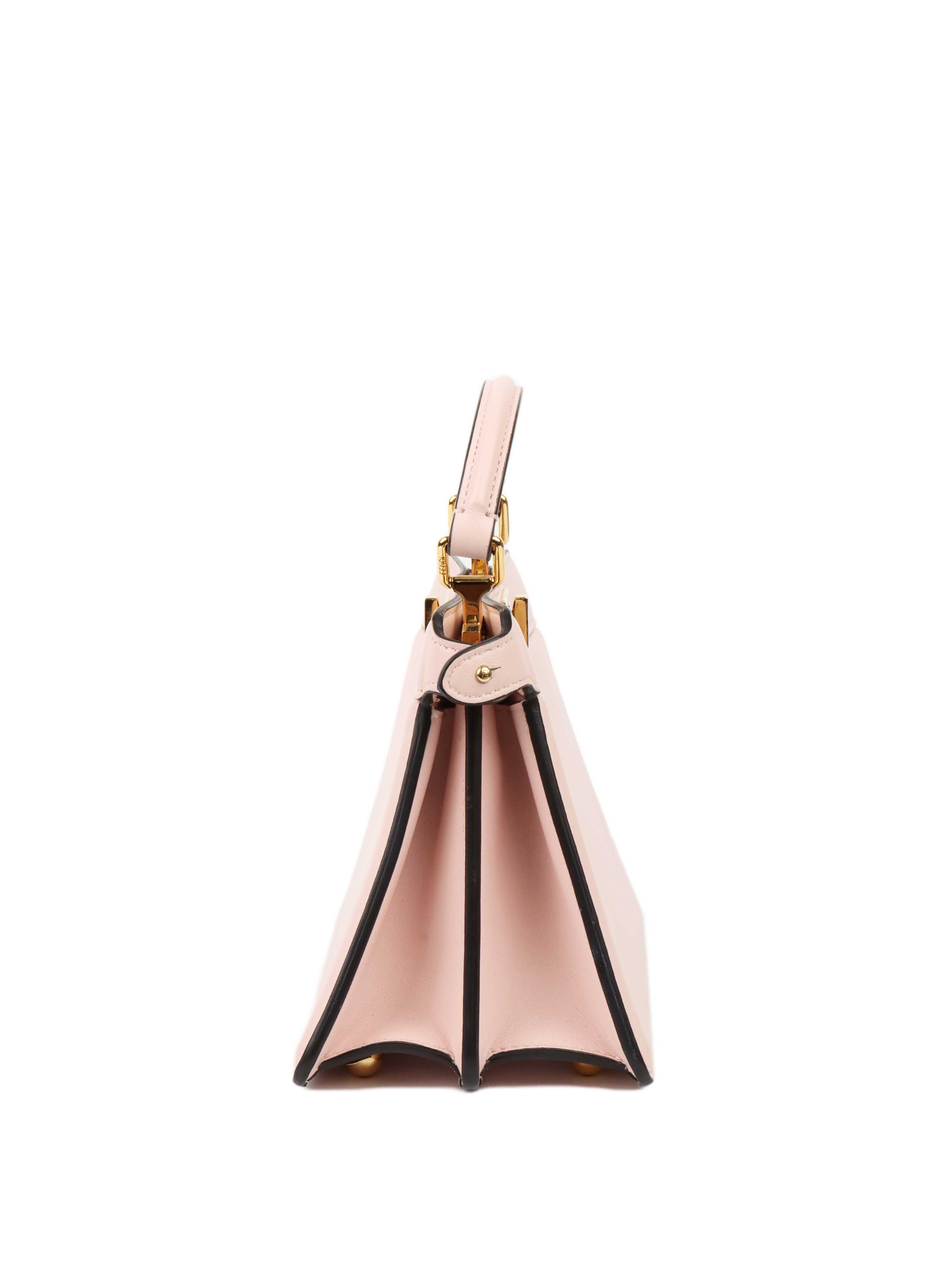 Fendi Peekaboo ISeeU Petite Pale Pink Padded Nappa Leather Handbag for Women | Luxury Designer Shoulder Bag | Perfect for Work, Date Night & Special Occasions