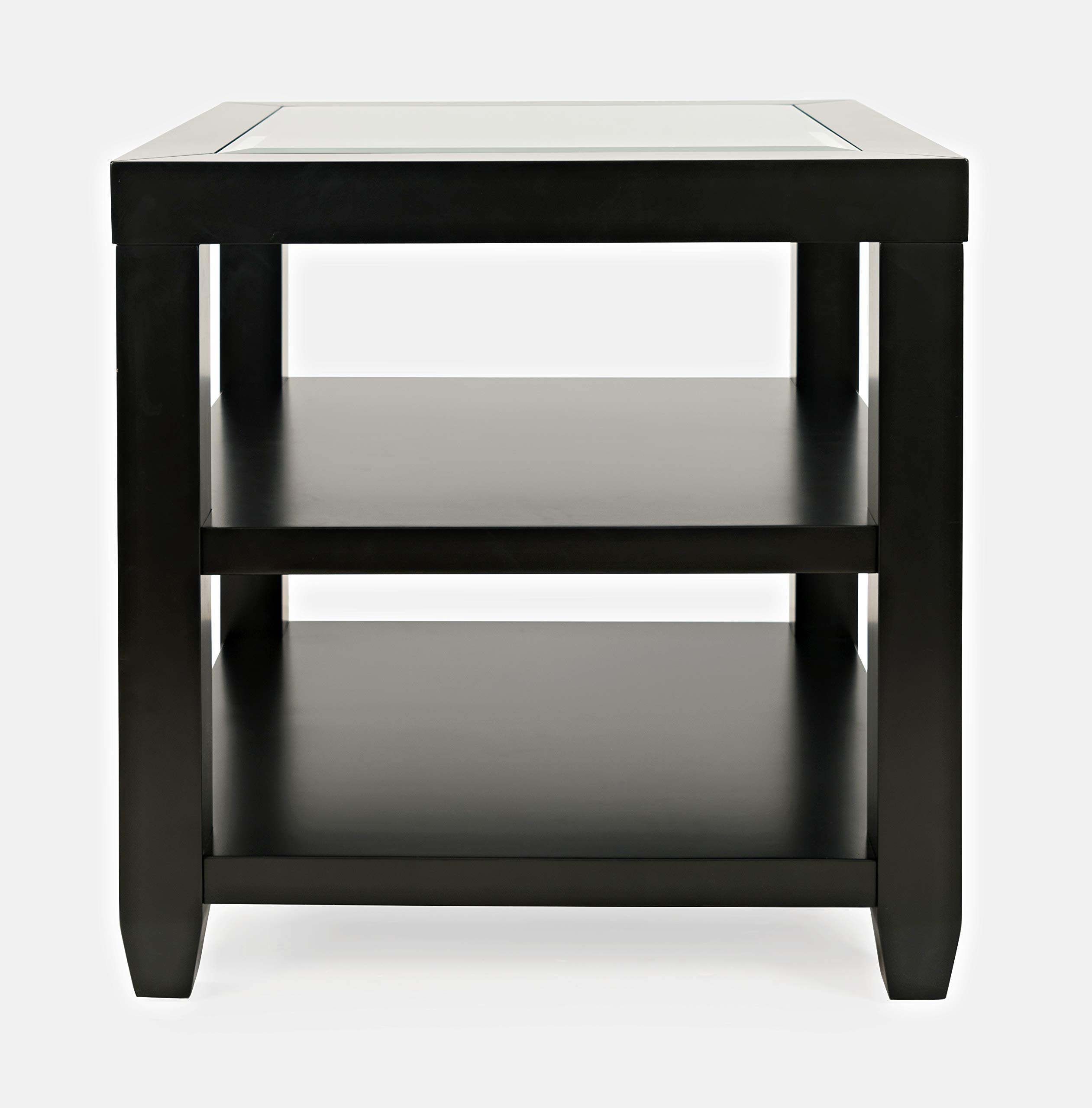 Jofran Urban Icon Glass Inlay End Table with Storage Shelf - Modern Accent Table for Living Room, Bedroom & Office - Nightstand with Storage Space for Books, Remote & Decor