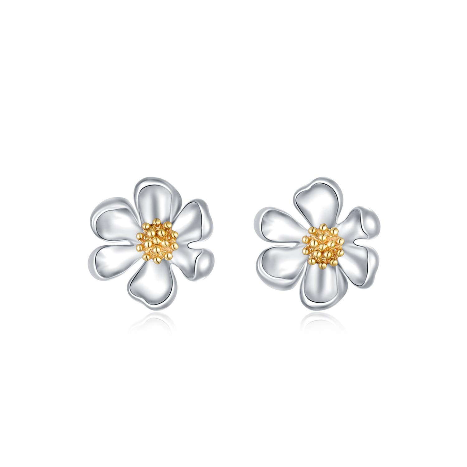 14K White Gold Daisy Stud Earrings for Women - Delicate Floral Jewelry, Perfect Anniversary & Birthday Gifts for Her - Ideal for Weddings, Parties & Everyday Wear