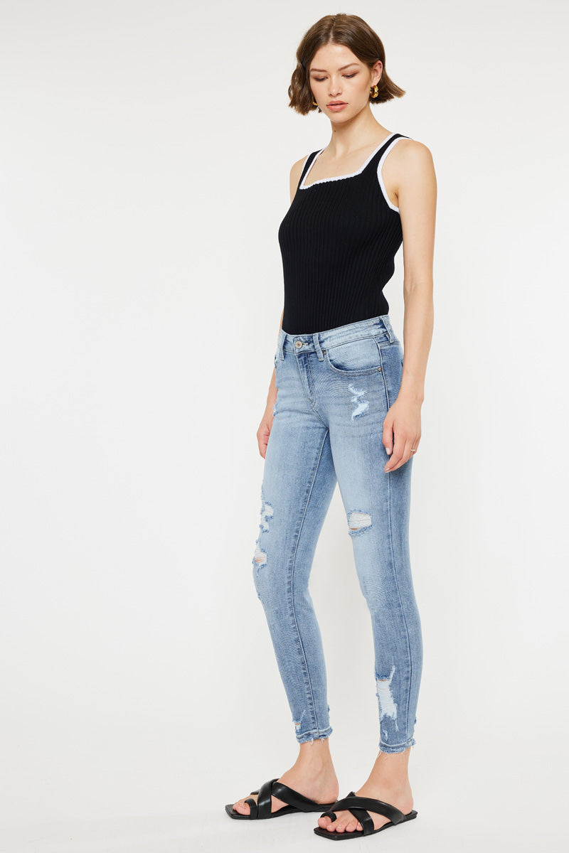 Eden Mid Rise Ankle Skinny Jeans for Women - Stretch Denim Pants, Slim Fit, Comfortable Everyday Wear - Perfect for Casual Outfits, Work, and Date Nights