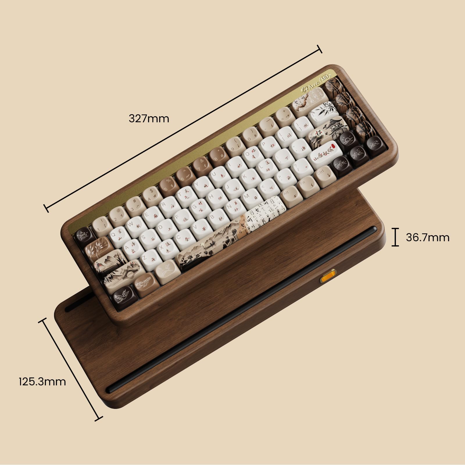 Akko MU01 Mountain Seclusion 65% Wireless Mechanical Keyboard - Walnut Wooden Case, 68-Key RGB Backlit, Hot-Swappable, Bluetooth/2.4G/Wired, PBT Dye-Sub Keycaps for Mac & Windows - Perfect for Gaming, Office Work & Typing Enthusiasts