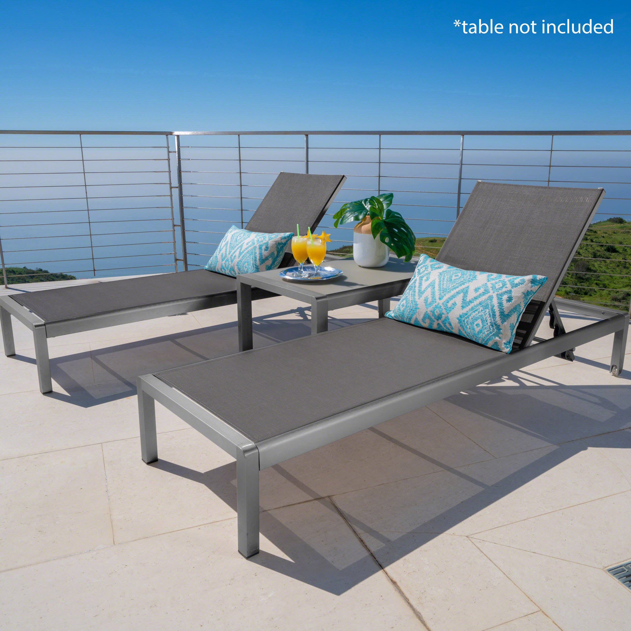 Cape Coral KD Chaise Lounge Set of 2 in Gray (MP2) - Perfect for Patio, Poolside & Outdoor Relaxation