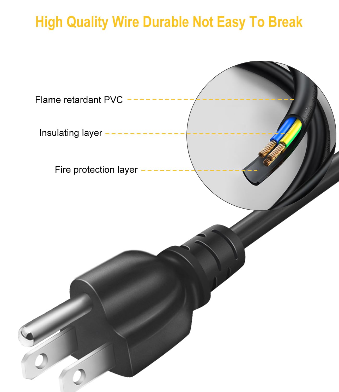 3 Prong AC Power Cord Replacement for Instant Pot, Electric Pressure Cooker, Rice Cooker & Kitchen Appliances - Universal Power Supply Cable for Home Cooking & Small Appliances