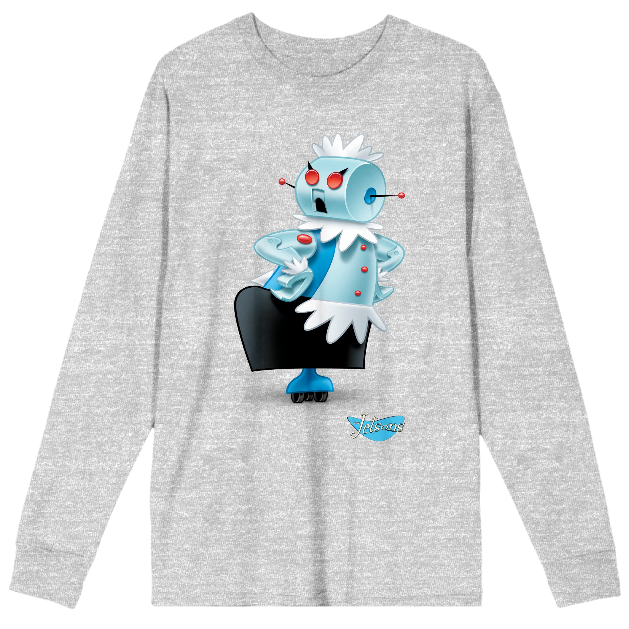 Bioworld Jetsons Rosie The Robot Maid Men's Athletic Heather Long Sleeve T-Shirt - Vintage Cartoon Graphic Tee for Fans, Casual Wear & Pop Culture Enthusiasts