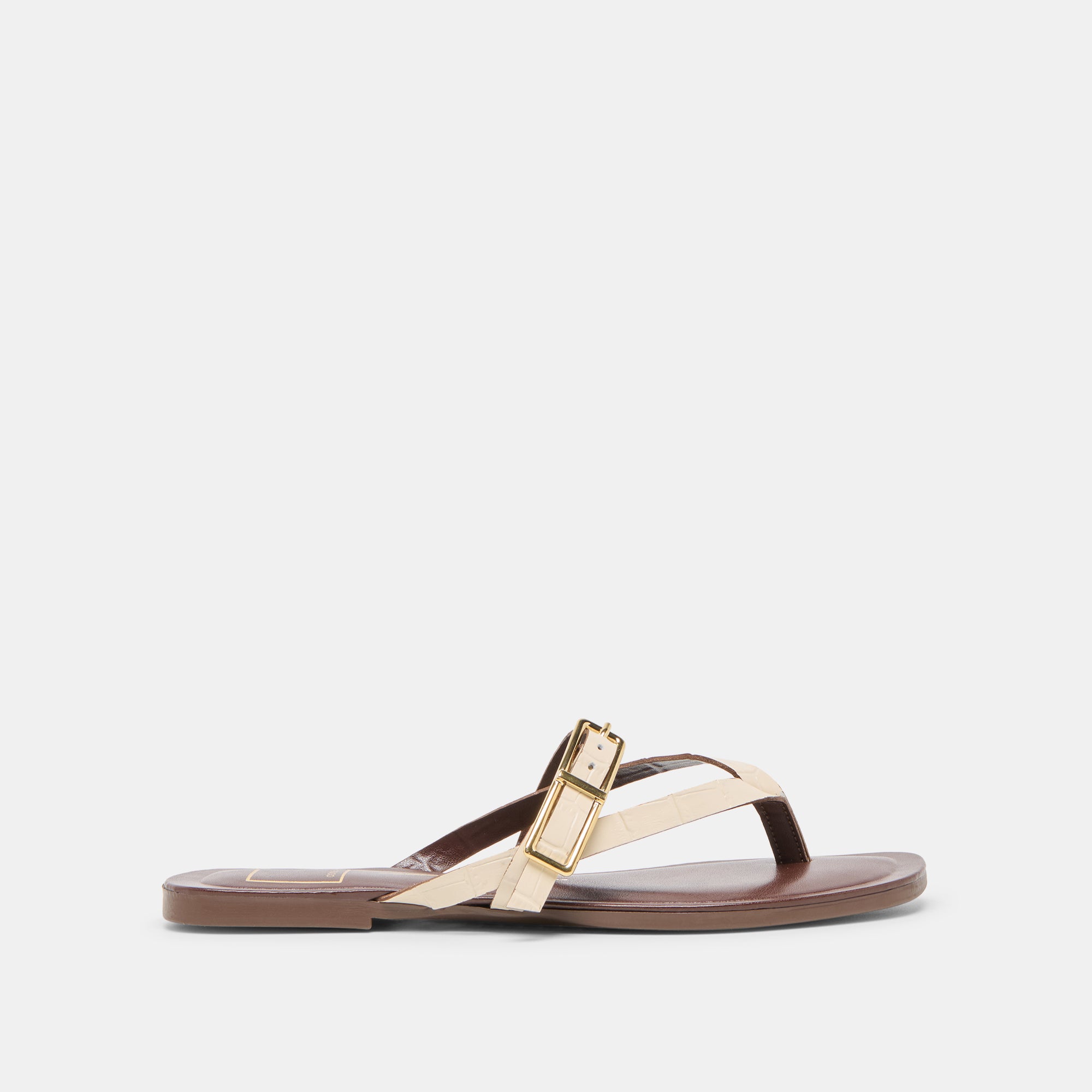 PIERS Women's Beige Crocodile Embossed Leather Sandals - Comfortable & Stylish for Summer, Beach, and Casual Outings