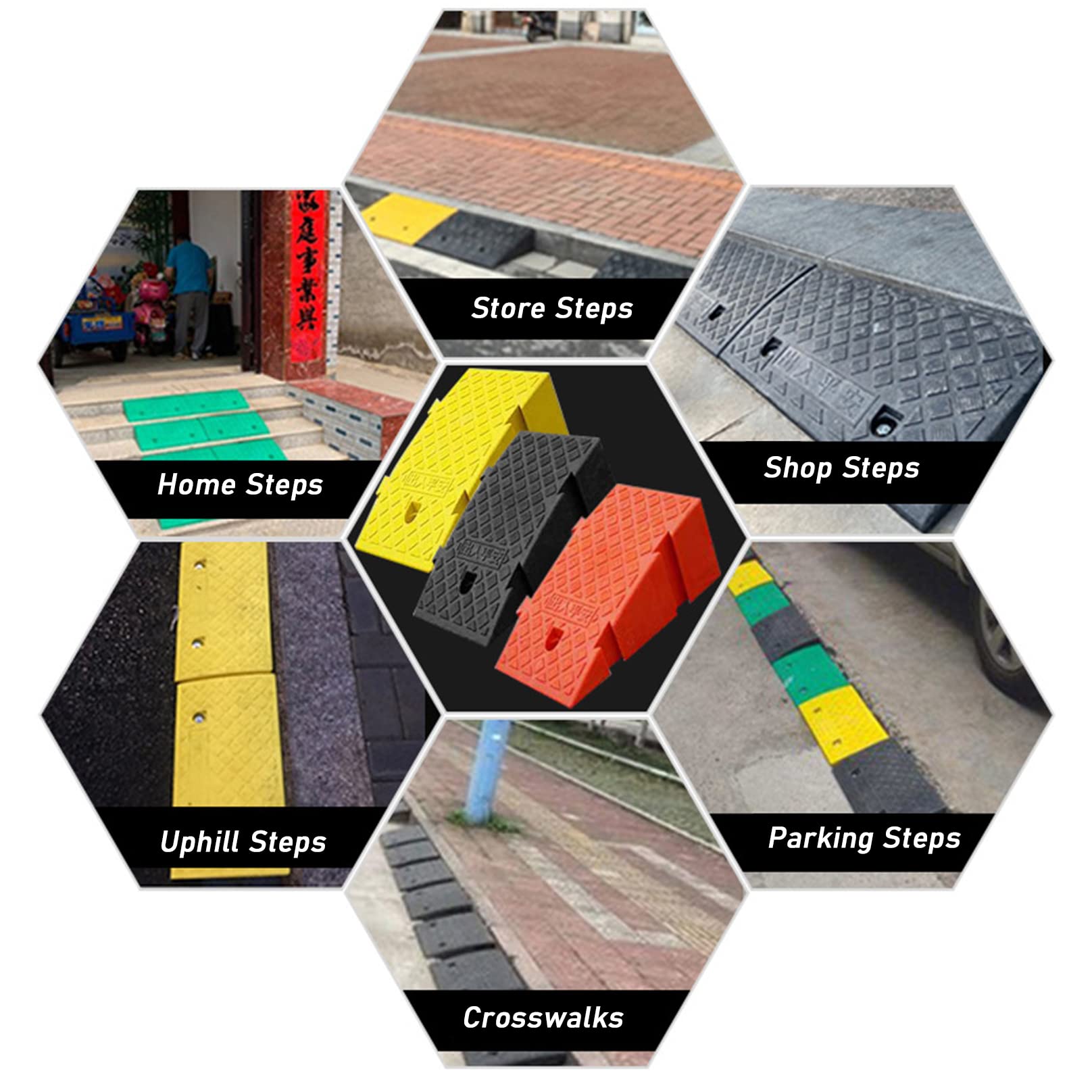 Heavy Duty Rubber Driveway Curb Ramp - 9.8