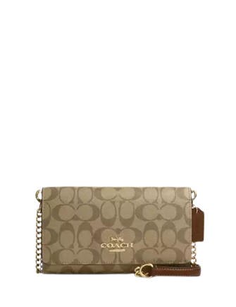Coach Signature Canvas Flap Clutch Crossbody Bag - Stylish Women's Handbag for Work, Date Night & Evening Events