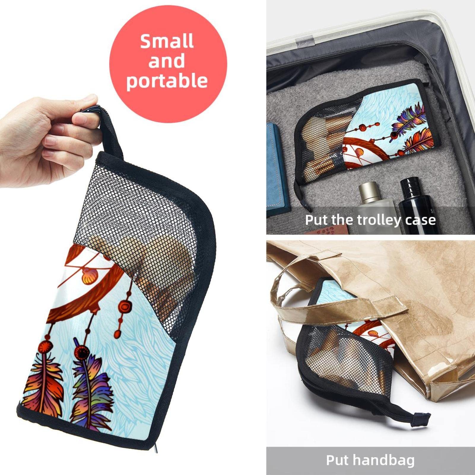 12-Piece Makeup Brush Organizer Bag with Dreamcatcher Ethnic Design - Portable Cosmetic Brush Holder Case for Travel & Home Storage