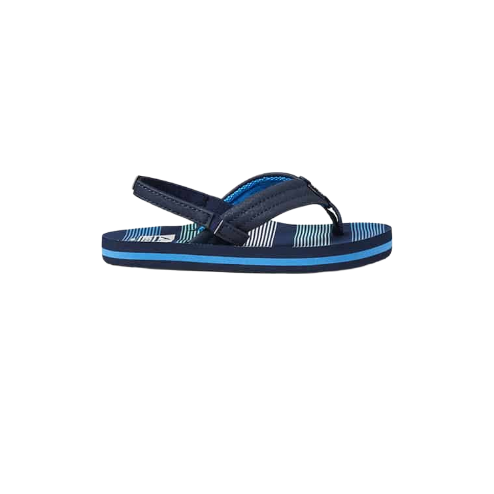 Reef Little Ahi Deep Sea Stripes Sandals for Men - Comfortable Beach & Pool Slides - Perfect for Summer Vacation, Water Sports and Outdoor Activities