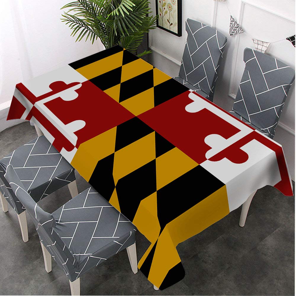 Maryland State Flag Tablecloth 60x104 Inches - Decorative Rectangle Table Cover for Dining, BBQ, Picnic, Coffee Table - Patriotic Outdoor & Indoor Use for Parties, Events, and Home Decor