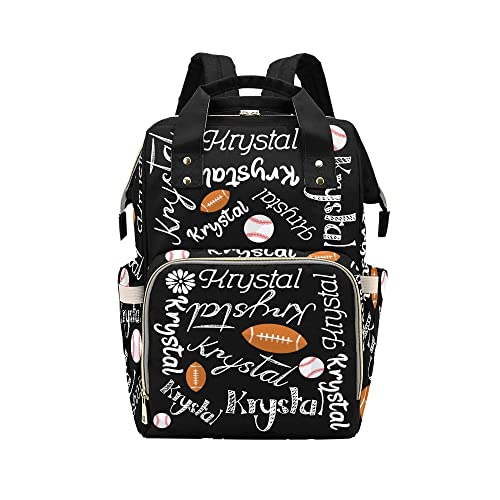 **Personalized Baseball & Soccer Patchwork Diaper Bag - Waterproof Mummy Backpack for Nursing, Baby Essentials & Travel - Stylish Tote Gift for Women (Perfect for Moms On-The-Go, Daycare & Family Outings)**