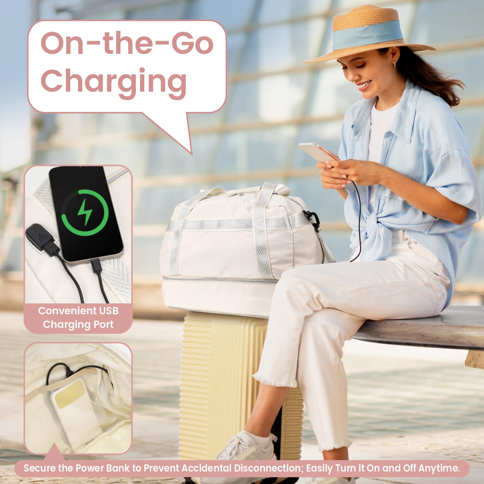 Cambond Women's Weekender Travel Bag - Expandable Overnight Bag with Shoe Compartment & USB Charging Port | Perfect for Weekend Getaways, Business Trips and Airplane Carry-On
