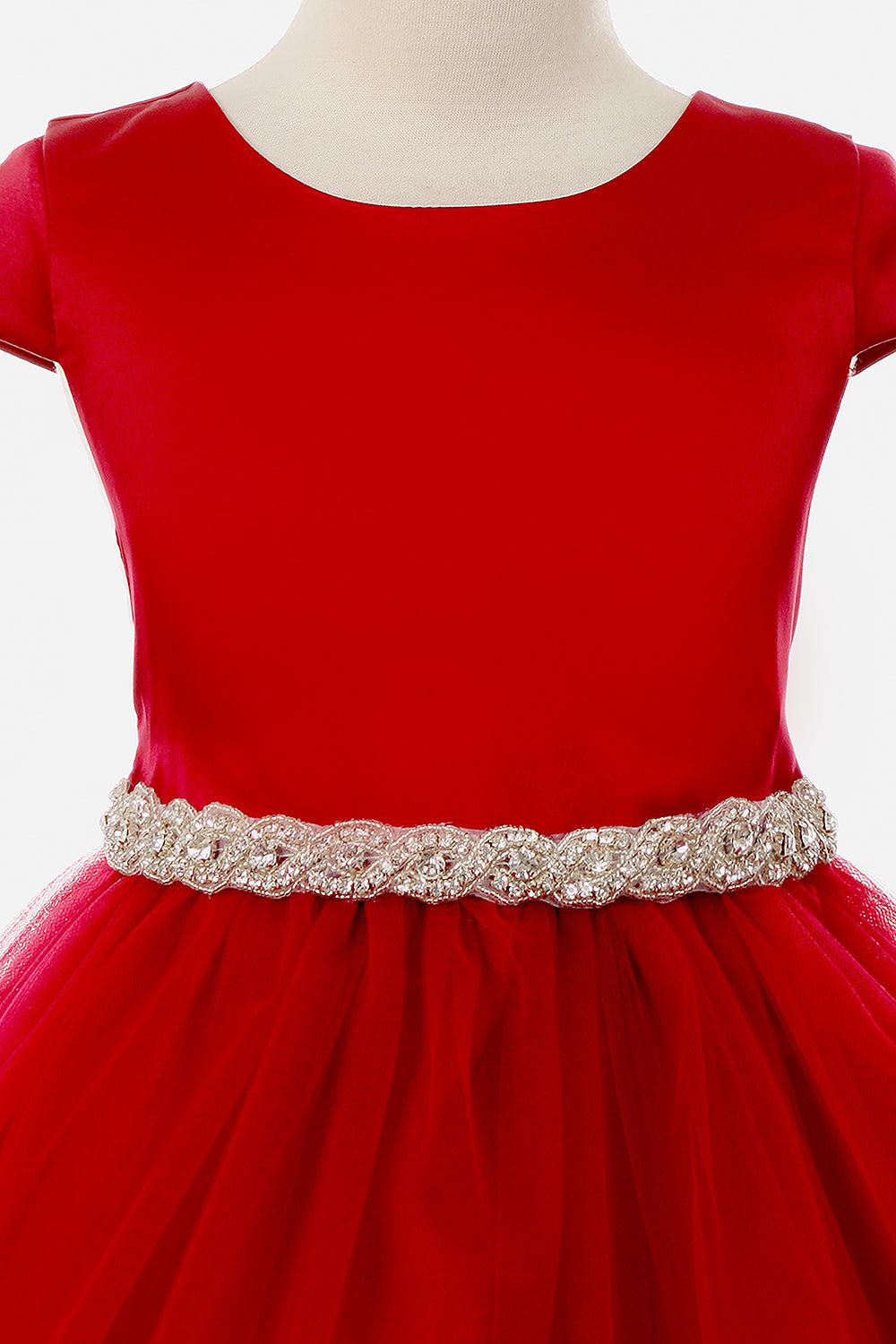Elegant Red Satin Tulle Rhinestone Christmas Dress for Big Girls Size 8-14 | Holiday Party, Pageant & Special Occasion Outfit