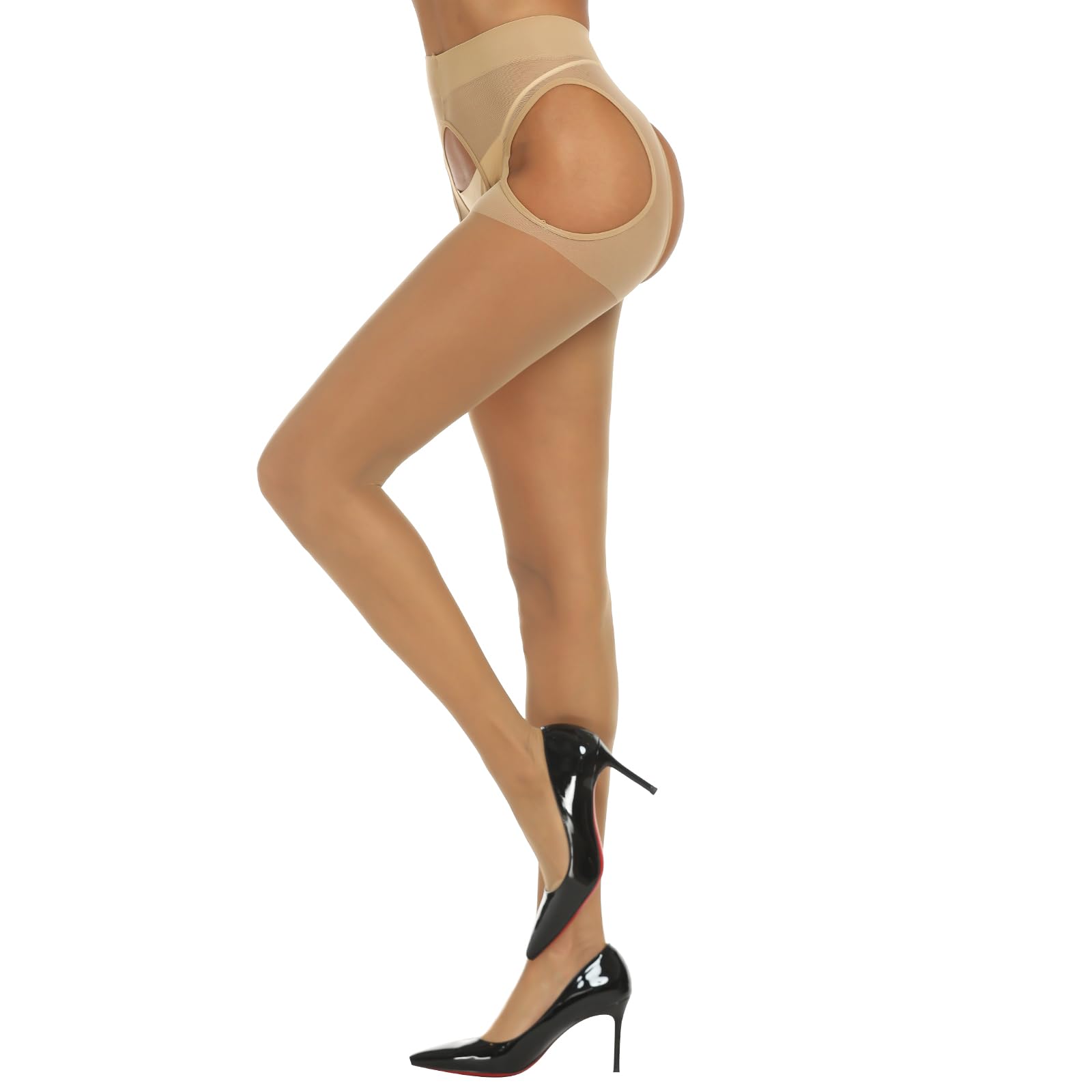 Sexy Yilanmy Suspender Tights for Women - Crotchless High Waist Garter Stockings, Sheer Pantyhose with Straps | Perfect for Lingerie, Role Play & Romantic Nights