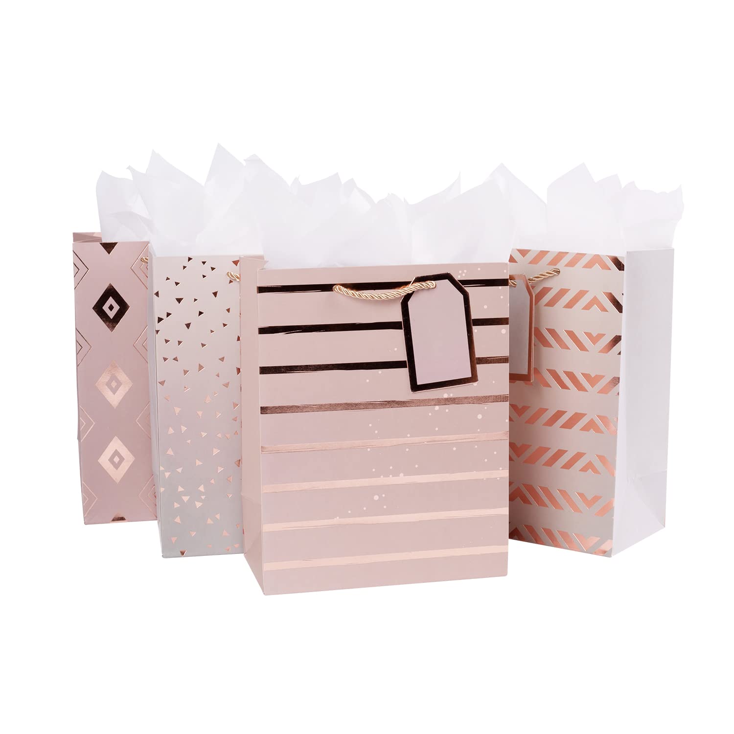 Lyforpyton 4 Pack Medium Gift Bags with Tissue Paper 7