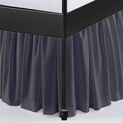 Elegant Ruffled Bed Skirt with Split Corners - 3-Side Coverage Queen Size 18