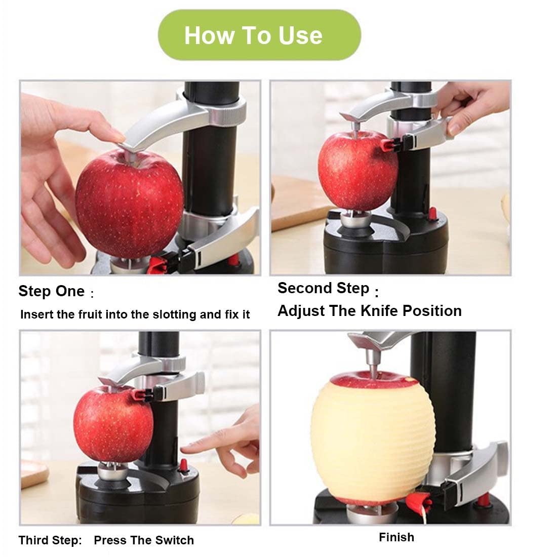 Electric Potato Peeler - Stainless Steel Automatic Rotating Vegetable & Fruit Peeler Machine for Kitchen - Perfect for Home Cooking, Restaurants & Meal Prep (Black)