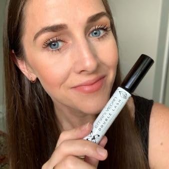 Emani Double Lash Natural Volumizing Mascara with Growth Serum - Smudge-Free Vegan Formula for Longer Lashes - 0.23 Fl Oz (Granite) - Perfect for Daily Use & Special Occasions