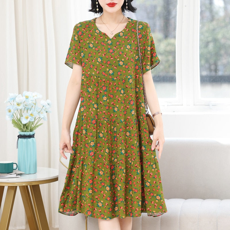 Women's Slim Fit Loose V-Neck Casual Dress - Flowy Summer Dress for Beach, Party & Everyday Wear