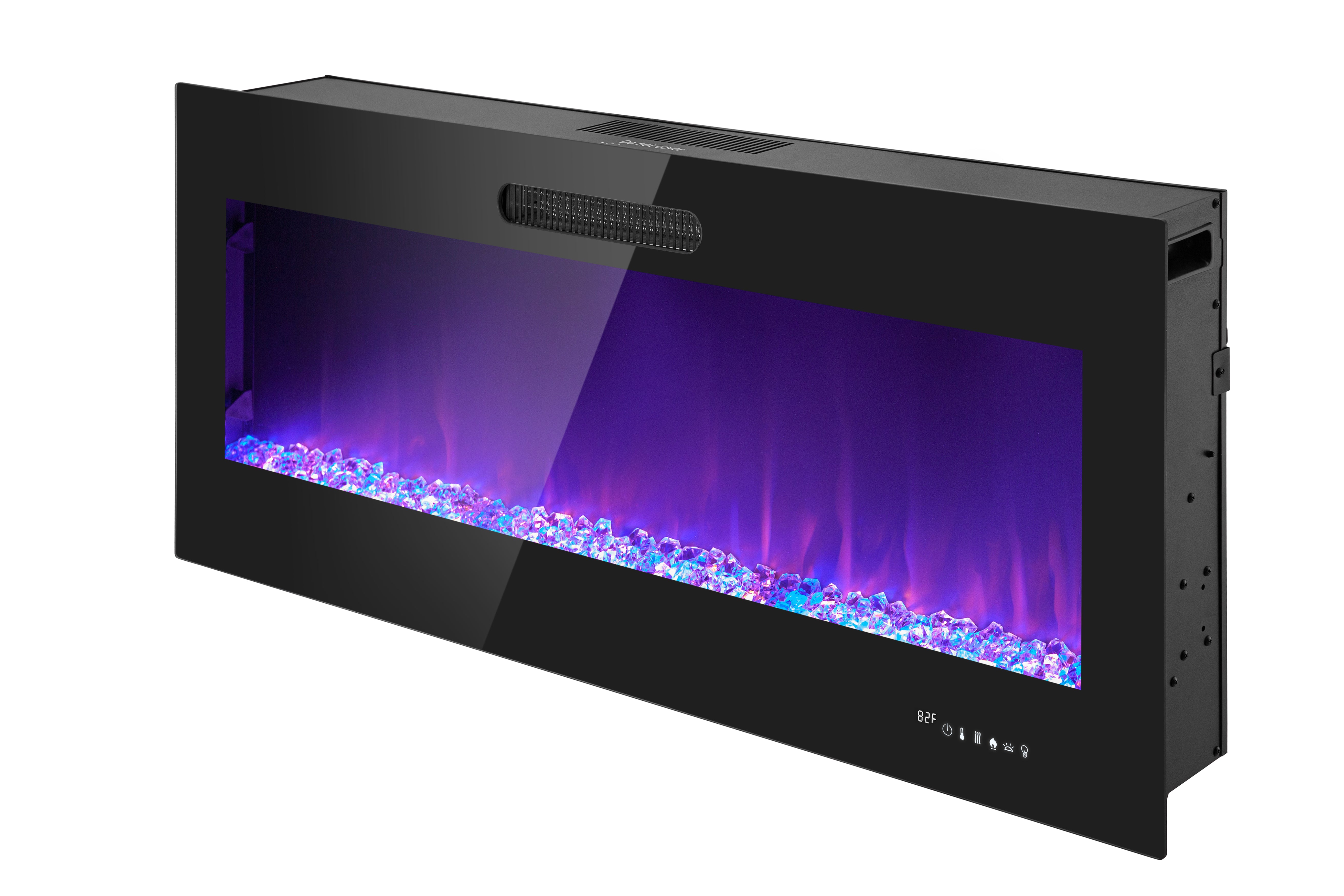 50 Inch LED Slim Electric Fireplace Insert - Wall Mounted with 1500W Heater, Adjustable Realistic Flame, Remote Control | Log & Crystal Ember Options | Perfect for Living Room, Bedroom & Office Heating & Ambiance