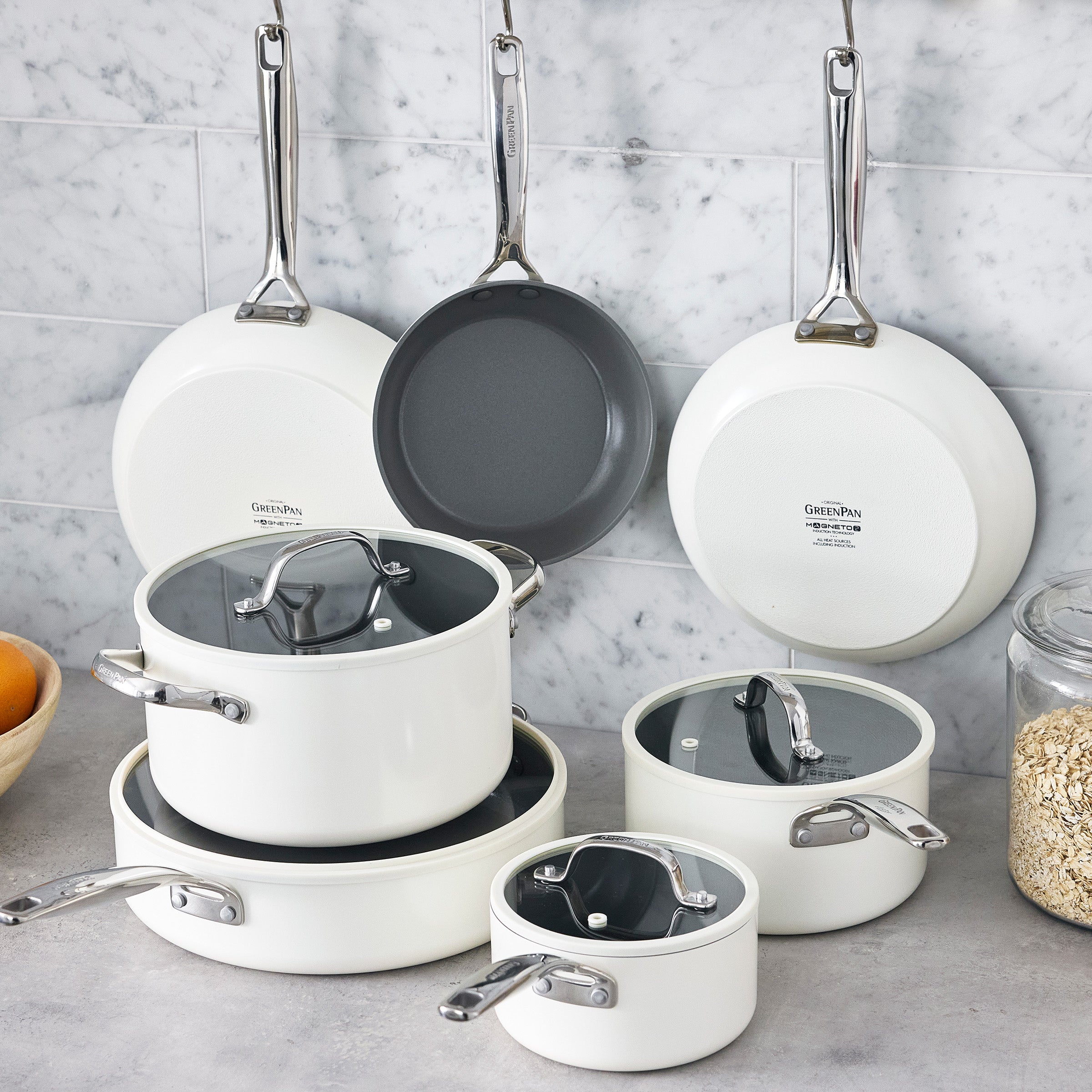 Premium Eras Ceramic Nonstick 11-Piece Cookware Set - Cloud Cream | Non-Toxic & PFOA-Free | Perfect for Induction, Gas & Electric Stoves | Ideal for Frying, Sautéing & Everyday Cooking