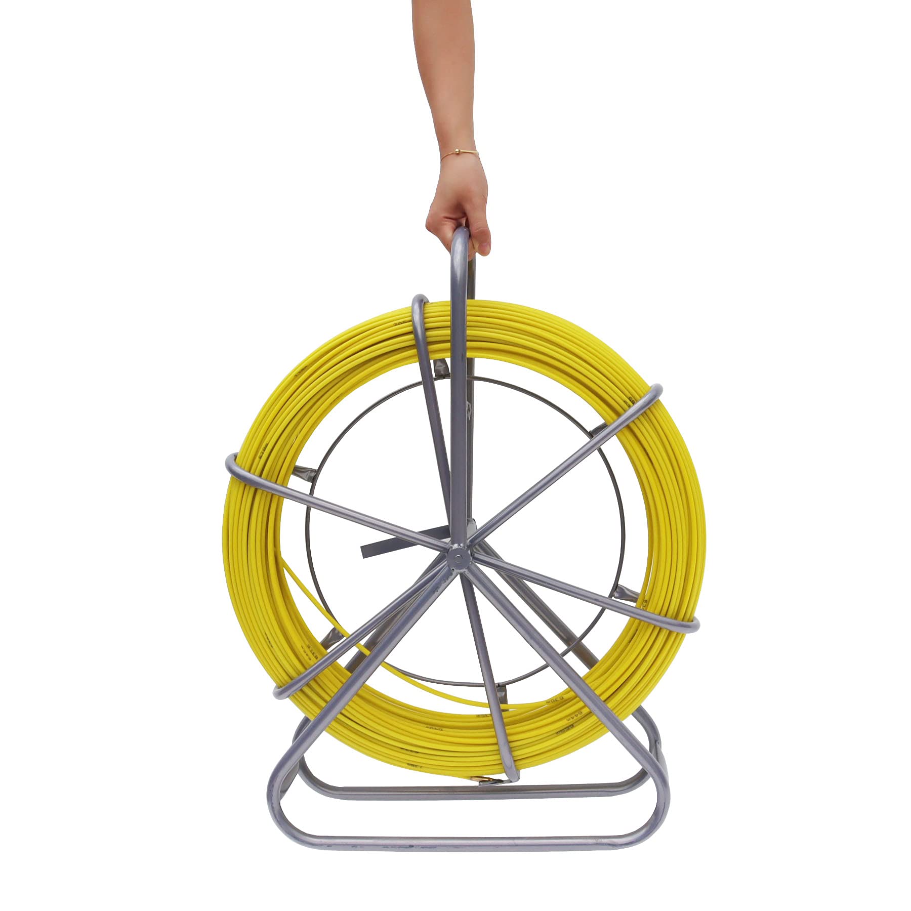 INTBUYING 8mm x 328ft (100m) Fiberglass Fish Tape Wire Puller with Brake - Electrical Cable Pulling Tool for Conduit Wiring, HVAC & Underground Pipe Installation