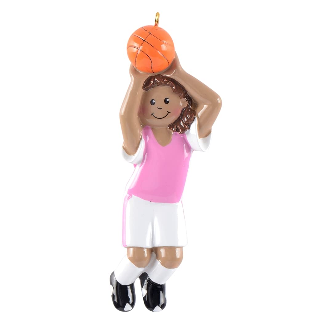 MAXORA Personalized Basketball Ornament - African American Girl Basketball Player Shooting Hoops - Custom Christmas Gift for Basketball Coach & Sports Fans 2024 - Perfect for Tree Decor, Holiday Gifts & Team Celebrations
