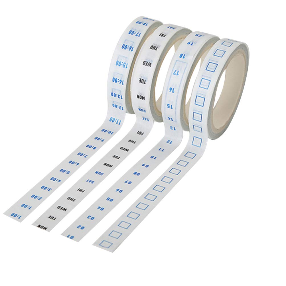 NUOBESTY 4-Piece Calendar Washi Tape Set - Colorful DIY Planner Stickers for Bullet Journal, Scrapbooking, Notebook Decoration & Craft Projects (White) - Perfect for Time Management, School Supplies & Office Organization