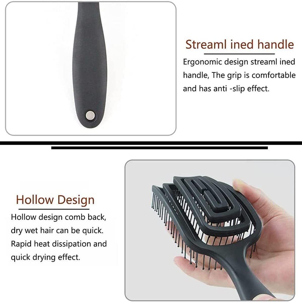 SNEHANSH Wet Hair Detangling Brush - No Tangle Vented Hairbrush for Kids, Men & Women - Gentle on Wet & Dry Hair - Effortlessly Glides Through Tangles (Black Hair Comb) - Perfect for Shower, Salon & Daily Hair Care