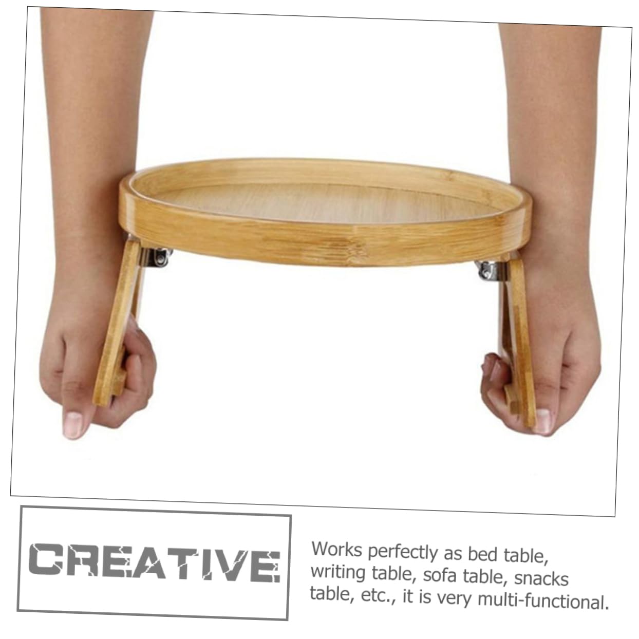 Foldable Wooden Sofa Armrest Tray - Clip On Couch Table for Drinks, Snacks & Remote Control - Compact Design for Living Room, Bedroom & Office Use