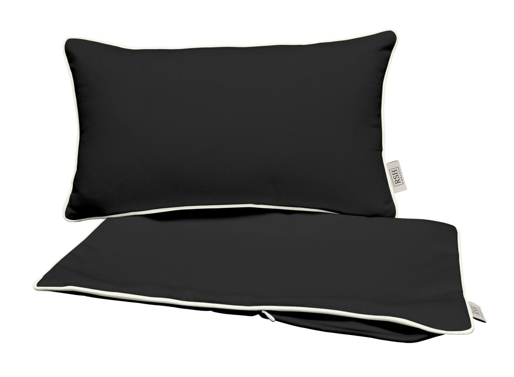Sunbrella Basics White Corded Zippered Lumbar Pillow Cover - Supportive & Stylish for Sofa, Bed, Office Chair & Car Seat Comfort